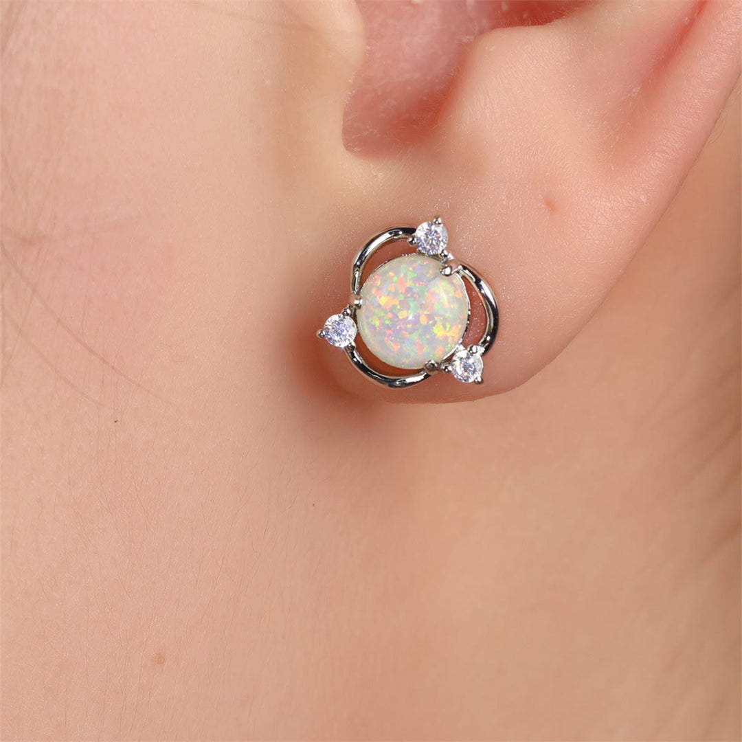 Olivenorma Opal Small Round White Zircon Stud Earrings - image 14