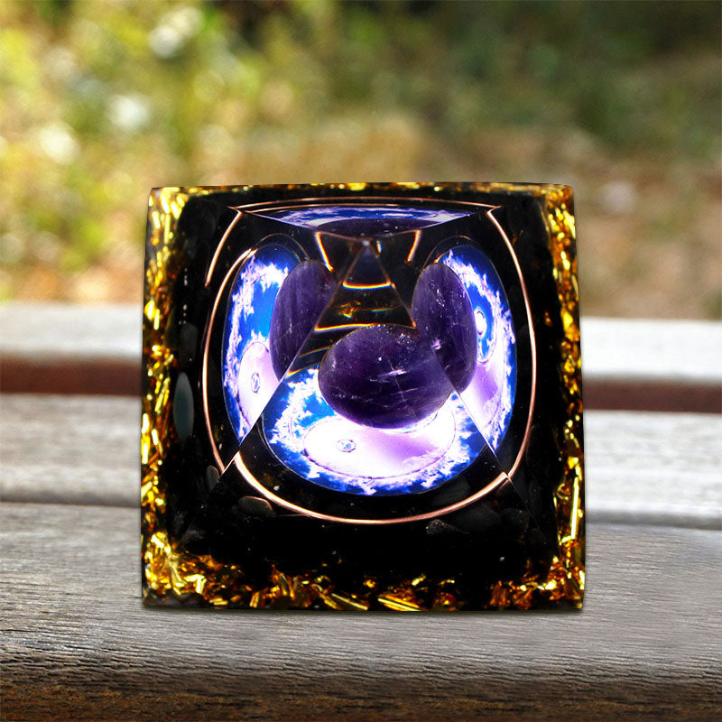 Olivenorma Black Tourmaline Amethyst Orgone Pyramid - image 3