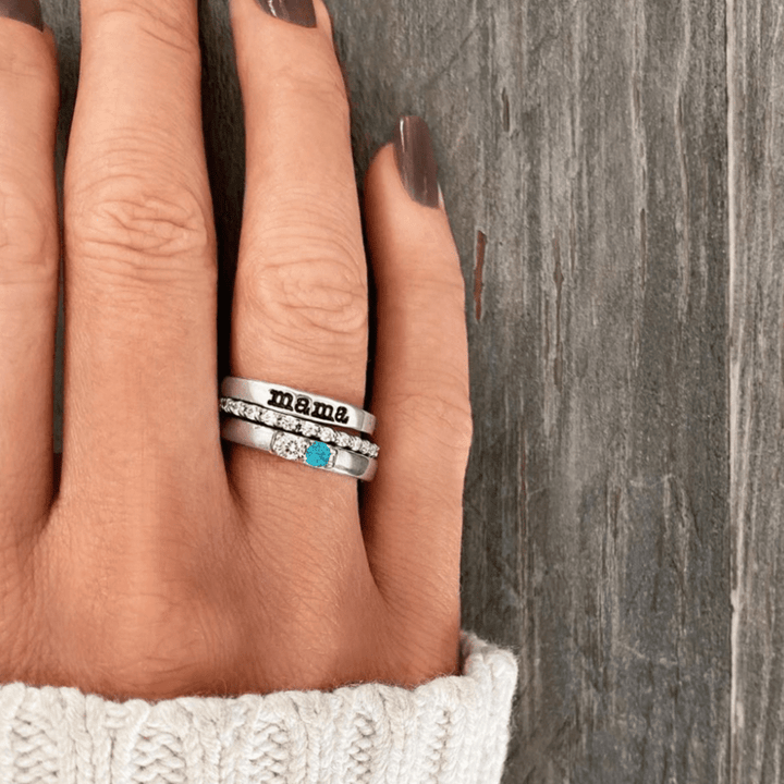 Olivenorma Custom Gift Birthstone With Zircon 3 - Piece Ring Set - image 2