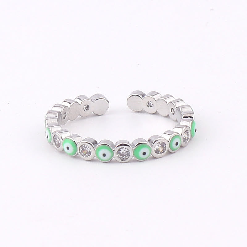 Olivenorma Colorful Evil Eye White Zircon Adjustable Ring - image 21