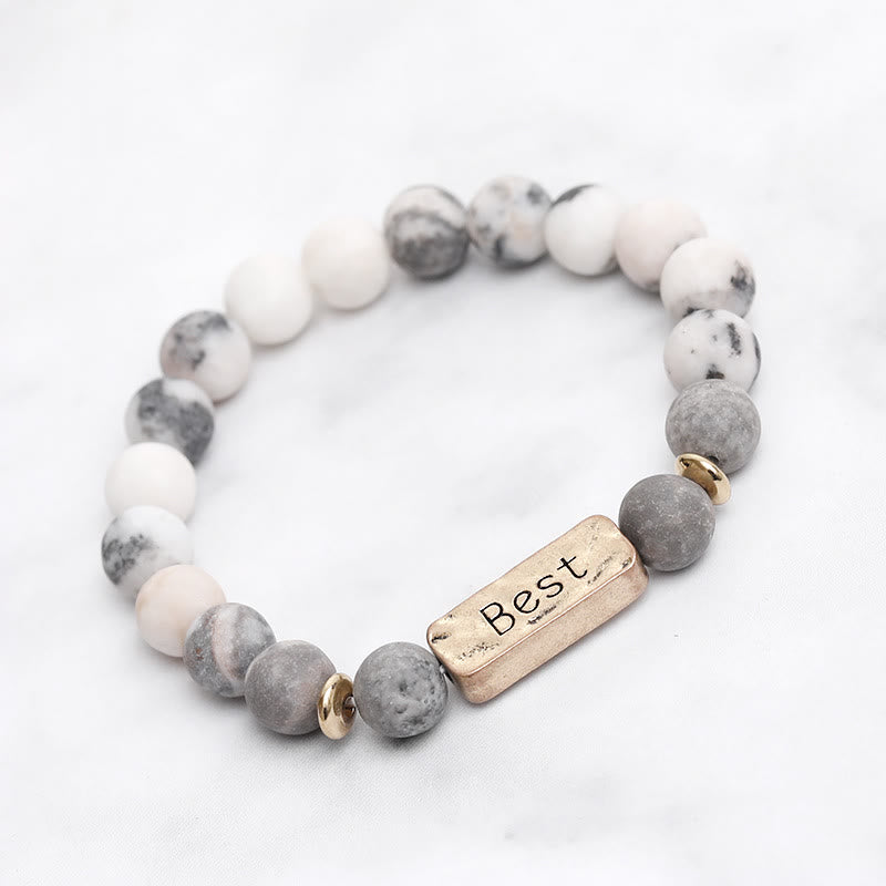 Olivenorma Natural Gemstone Best Engraving Bracelet - Grey Jasper - image 6