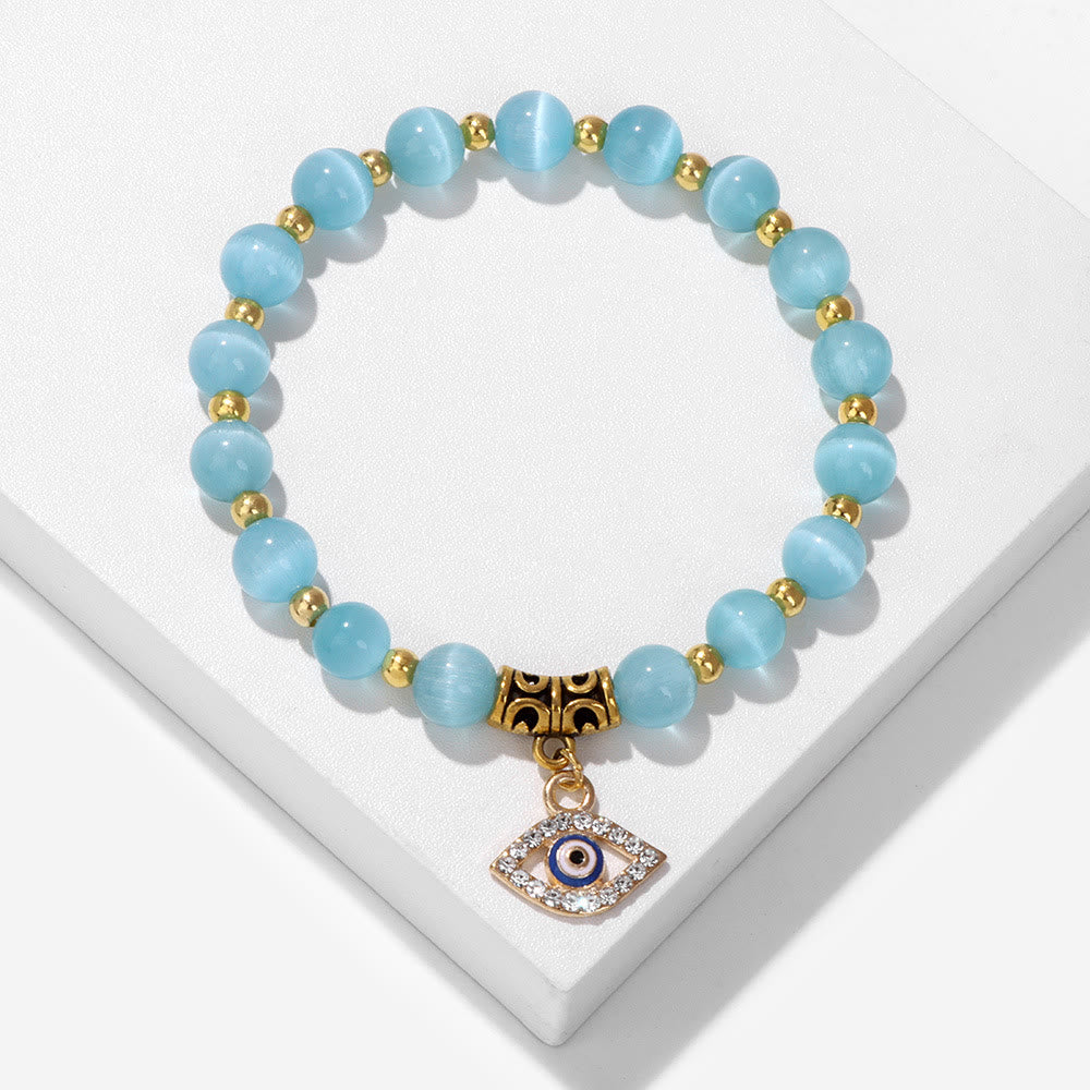 Olivenorma Natural Stone Beaded Evil Eye Pendant Bracelet - image 18