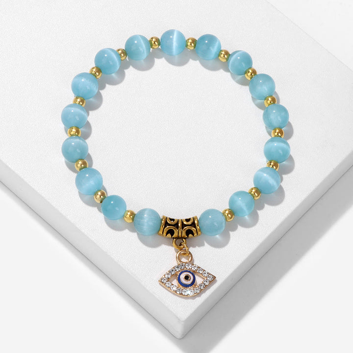 Olivenorma Natural Stone Beaded Evil Eye Pendant Bracelet - image 18