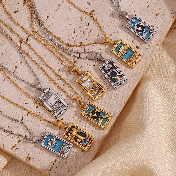 Olivenorma Stainless Steel 18k Gold Plated Tarot Card Necklace - image 41