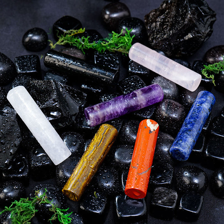 Olivenorma Natural Chakra Crystal Cylinder Ornament Gemstone Decoration - image 0