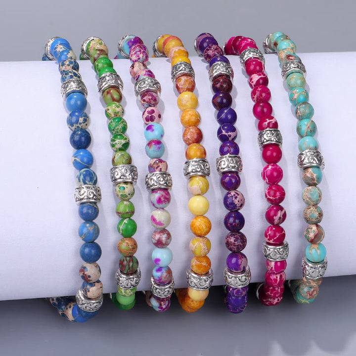 Olivenorma Natural Multicolor Imperial Stone Beaded Braided Bracelet - image 19