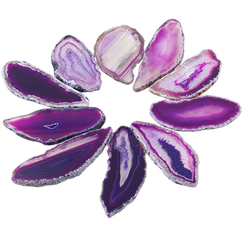 Olivenorma Natural Sliced Agate Gemstone Decoration - Purple Agate - image 10