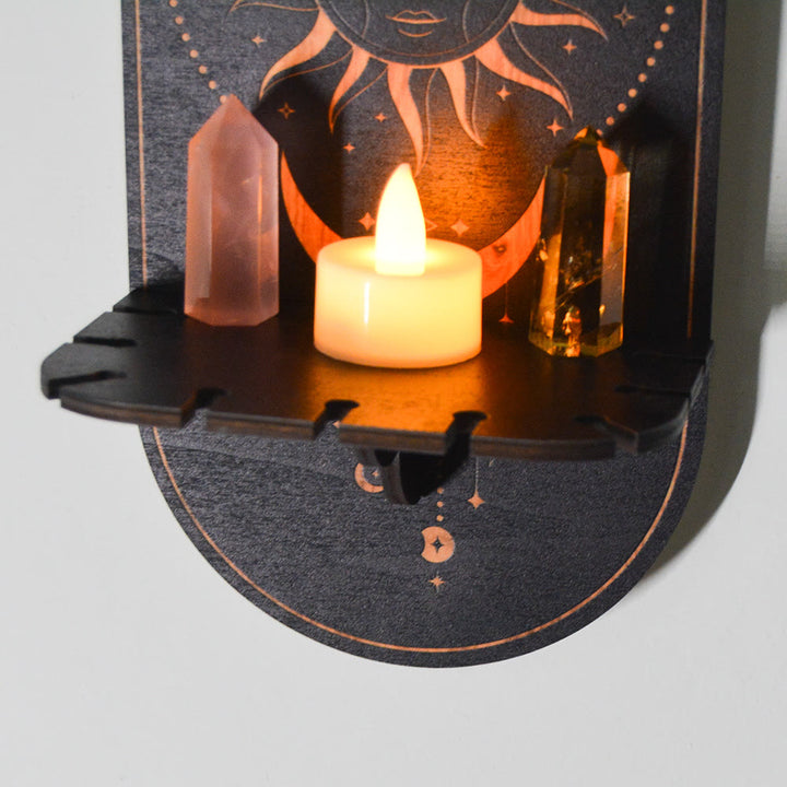 Olivenorma Moon And Stars Candle Holder Wall Mounted Crystal Shelf - image 6