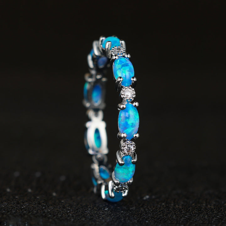 Olivenorma Purple Blue Opal Black Gold Ring - Blue Opal - Silver - 13 - image 4