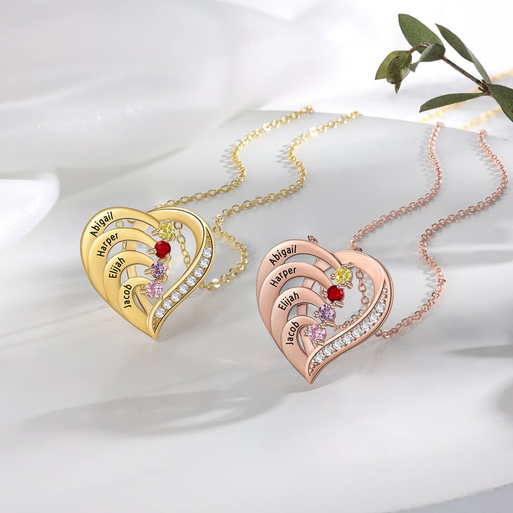 Olivenorma Personalized Birthstones Engraved Heart Necklace - image 12