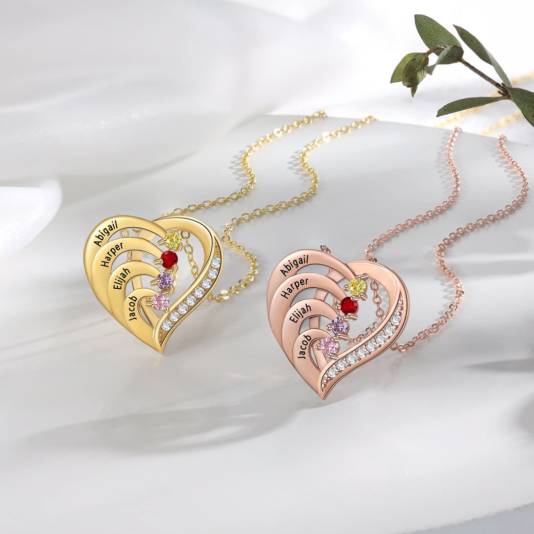 Olivenorma Personalized Birthstones Engraved Heart Necklace - image 16