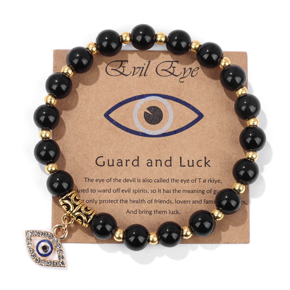 Olivenorma Natural Stone Bead Evil Eye Pendant Bracelet - Evil Eye&Obsidian - image 30