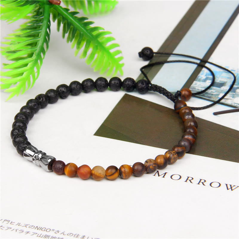 Olivenorma 4mm Black Onyx & Natural Stone Braided Bracelet - Tiger Eye - image 7