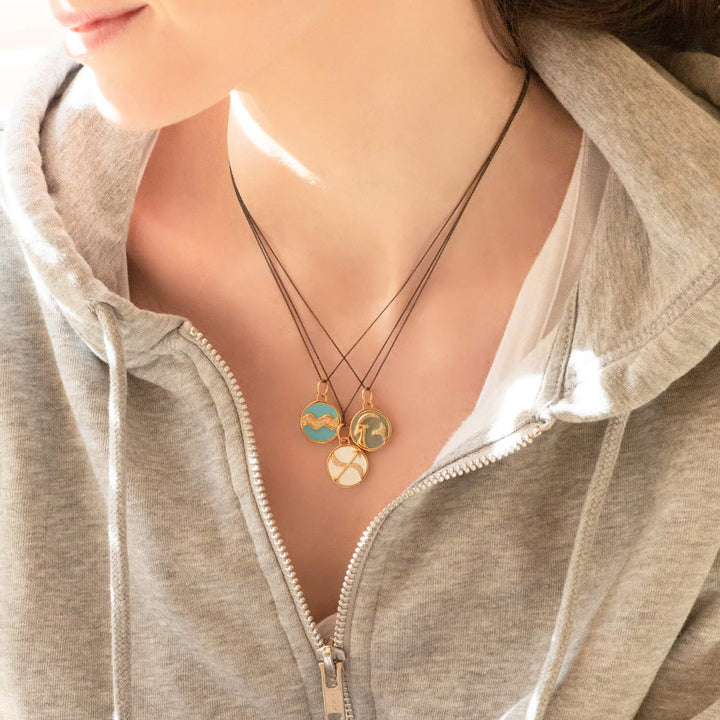 Olivenorma White Zircon Vintage Zodiac Stainless Steel 18k Necklace - image 1