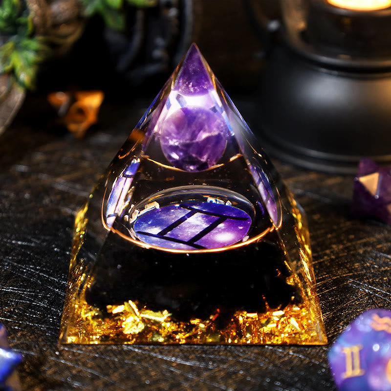 Olivenorma Amethyst Ball Obsidian Gravel Zodiac Gemini Orgone Pyramid - 2.36''*2.36''(6cm X 6cm) - YES PLEASE $8 - image 0