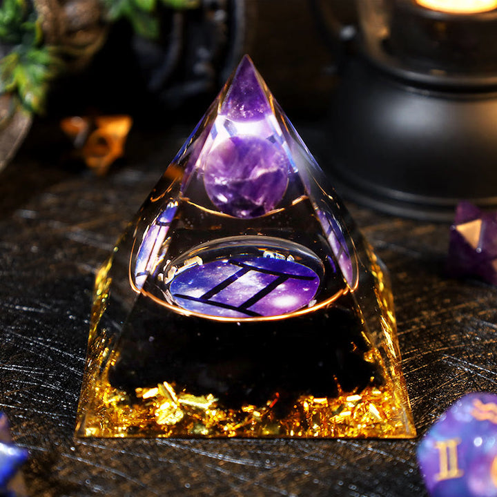 Olivenorma Amethyst Ball Obsidian Gravel Zodiac Gemini Orgone Pyramid - 2.36''*2.36''(6cm X 6cm) - YES PLEASE $8 - image 0