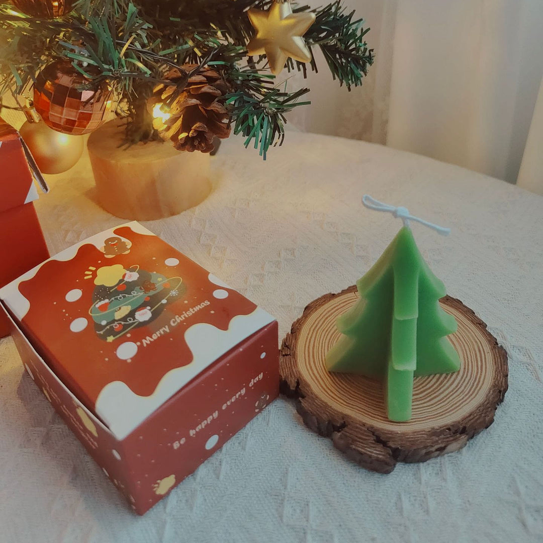 Olivenorma Carved Christmas Tree Candle - Geometric Christmas Tree-5.5*8.5cm - image 10