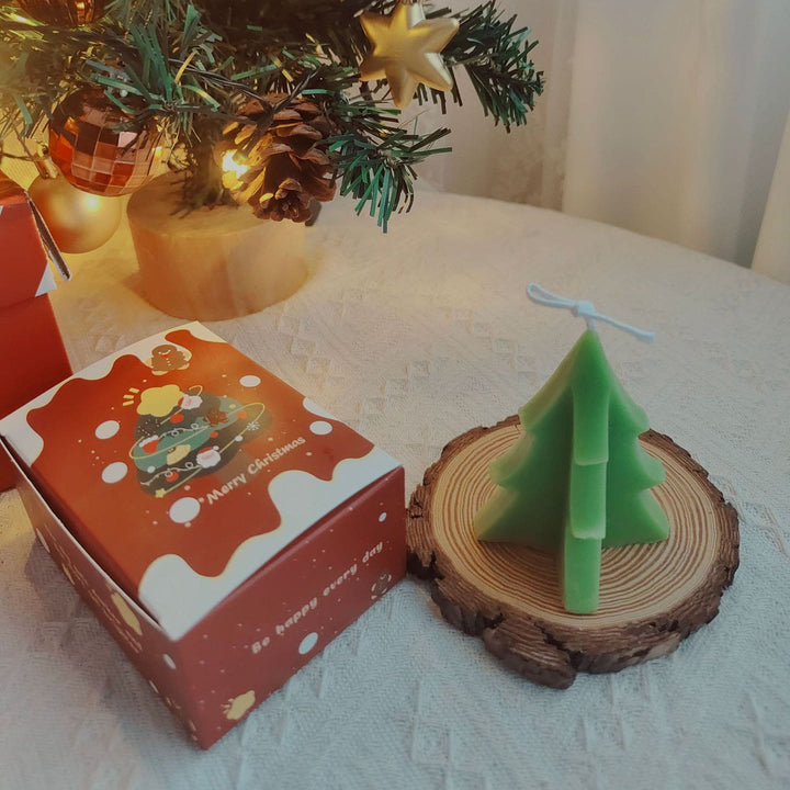Olivenorma Carved Christmas Tree Candle - Geometric Christmas Tree-5.5*8.5cm - image 10