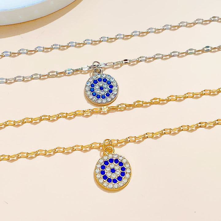 Olivenorma White Zircon Evil Eye Double Alloy Necklace - image 3