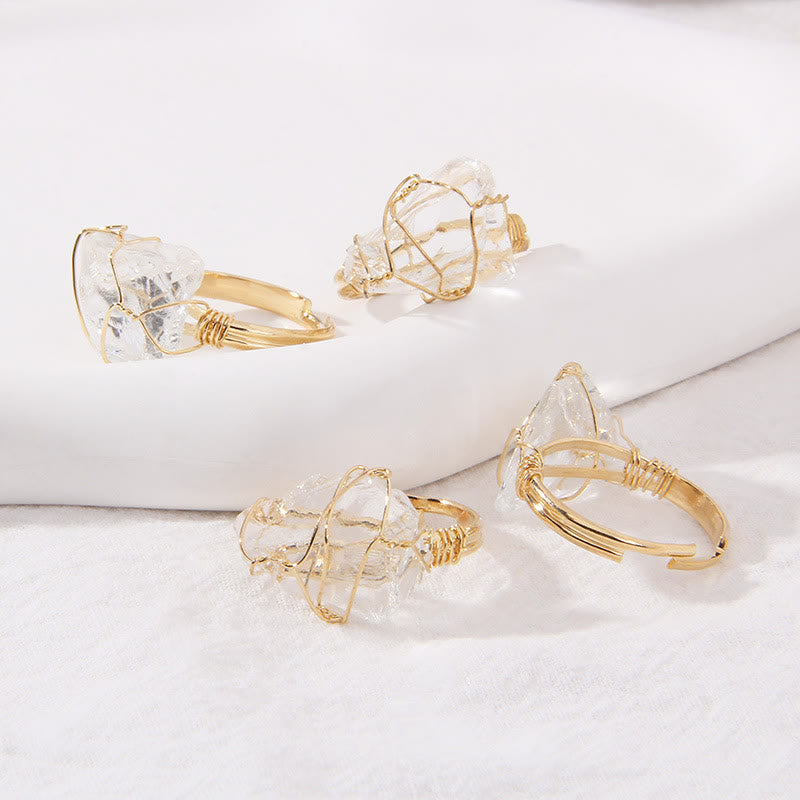 Olivenorma Natural Irregular Rough Wire Wrap Gemstone Ring - image 37