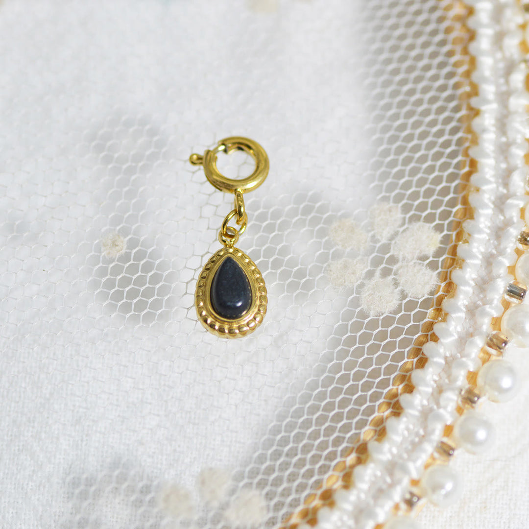 Olivenorma Geometric Round Or Water Drop Crystal Gold Pendant Necklace - Blue Sandstone - Necklace #5 - image 35