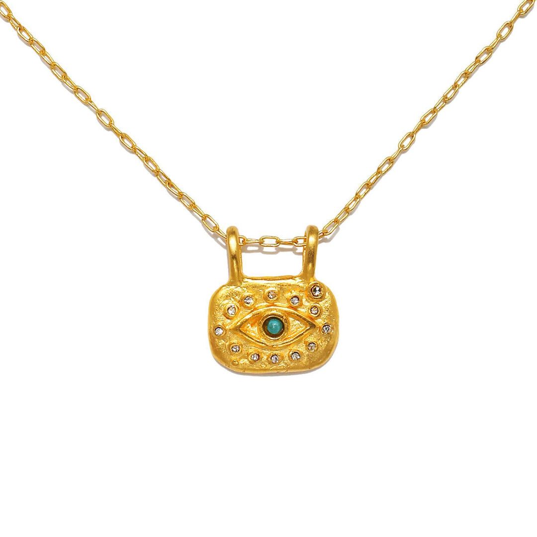 Olivenorma Evil Eye Copper Gold Plated Zircon Necklace - White Zircon&Evil Eye - image 1