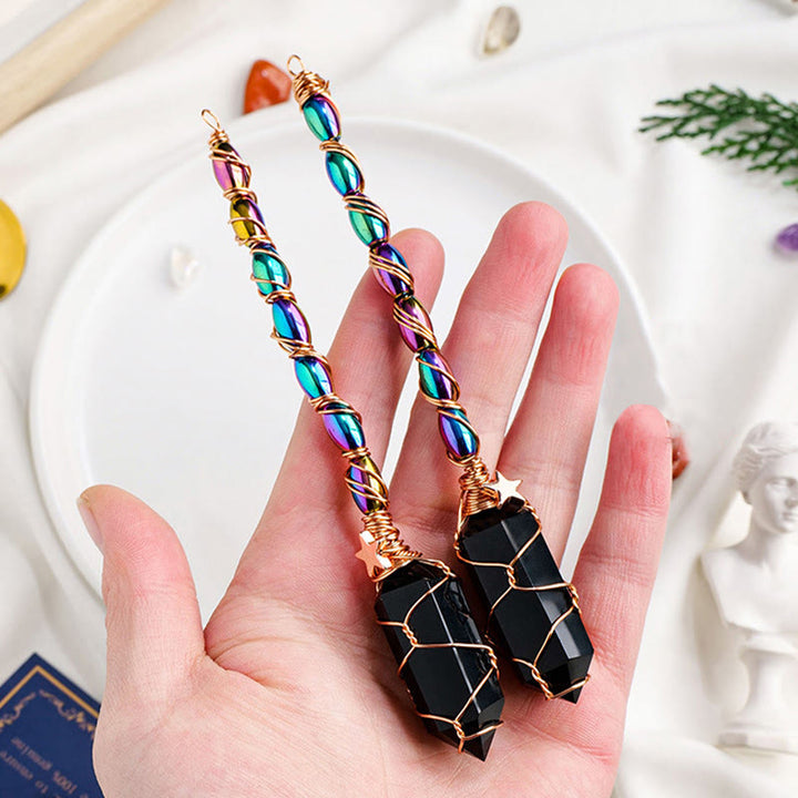 Olivenorma Obsidian Gold Wire Winding Magic Crystal Wands - Obsidian - image 0