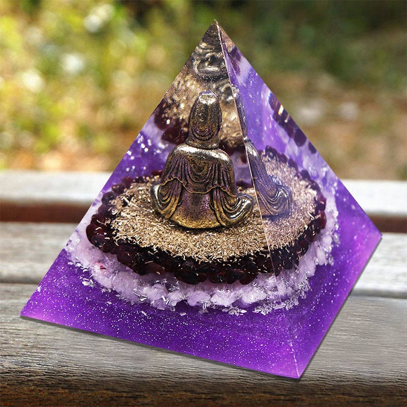 Olivenorma Garnet with Clear Crystal Orgone Pyramid - image 1