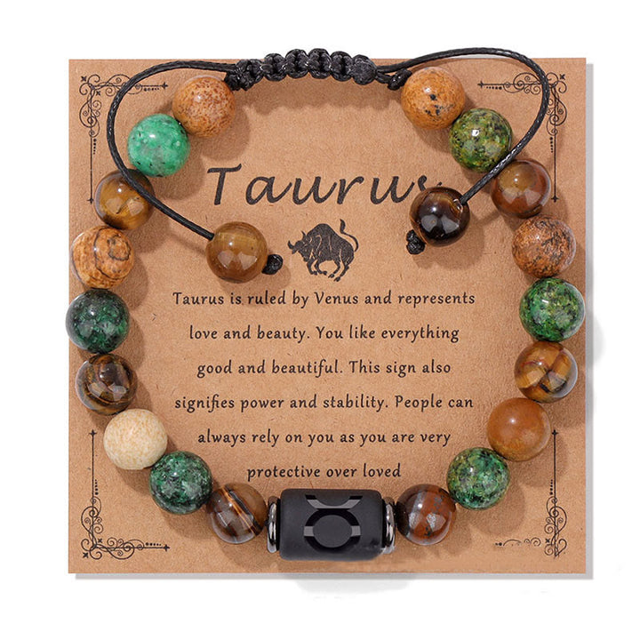 Olivenorma Natural Stone Zodiac Handwoven Bracelet - Taurus - image 3