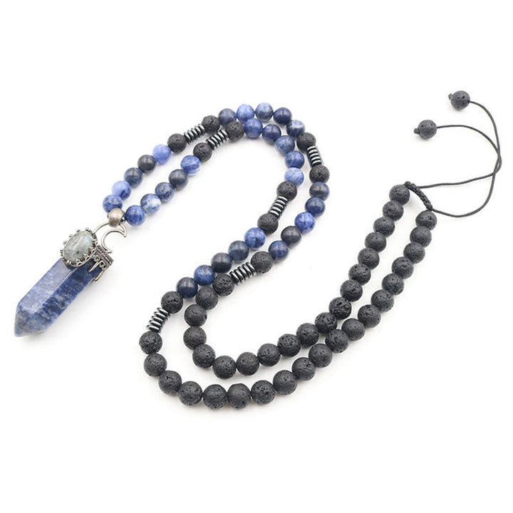Olivenorma Natural Crystal Hexagon Prism Pendant Mala Necklace - Sodalite - image 15