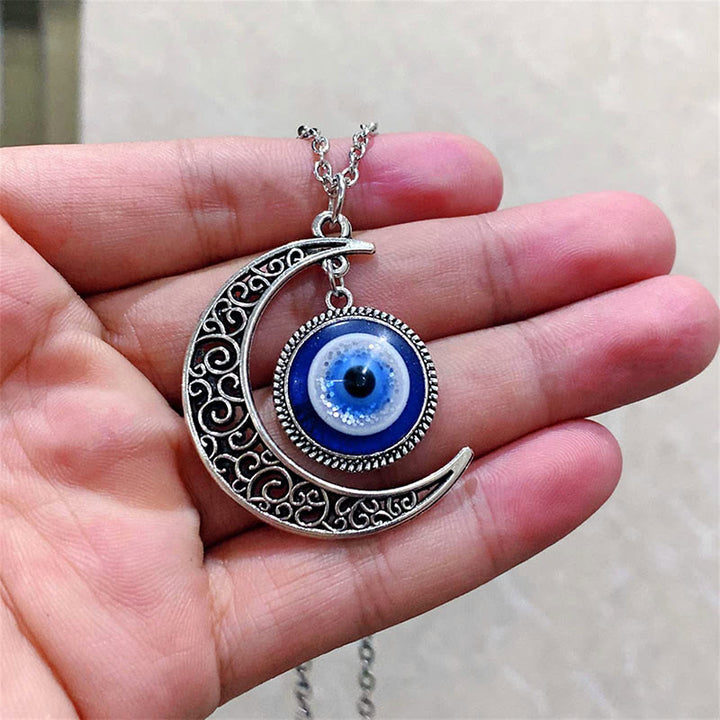 Olivenorma "Moon Love" - Blue Eye Evil Eye Star Necklace - Silver Evil Eye - image 1