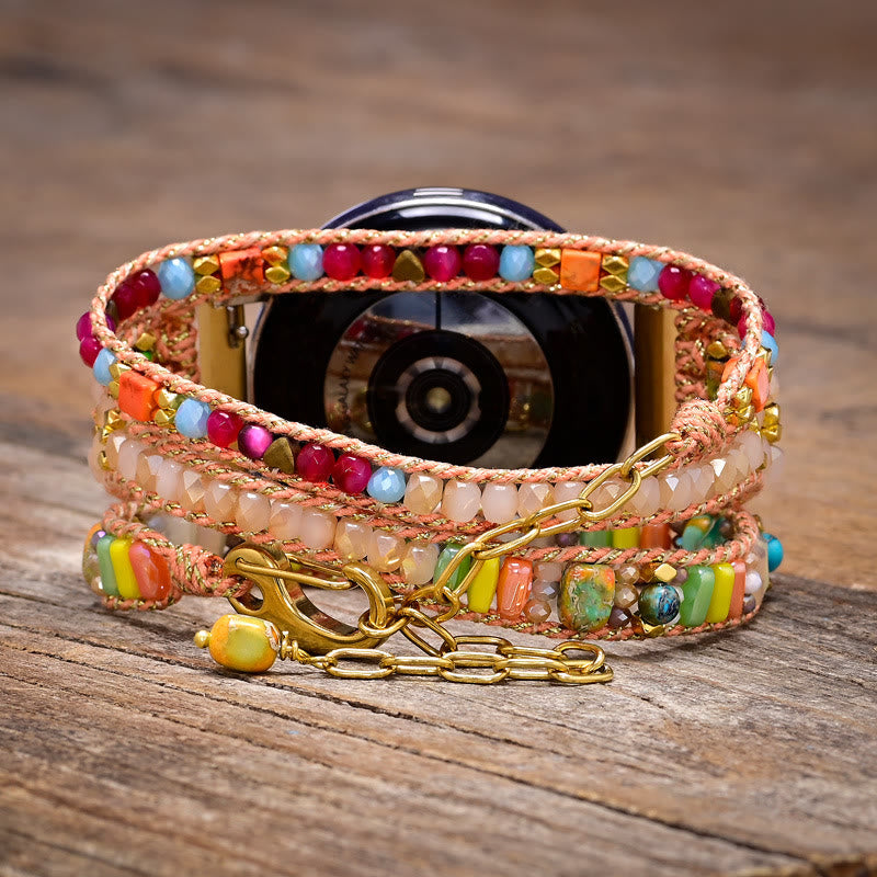 Olivenorma Crystal Beaded Orange Braided Samsung Strap Bracelet - image 1