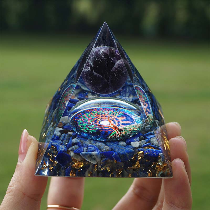 Olivenorma Amethyst With Lapis Lazuli Reki Orgone Pyramid - image 3