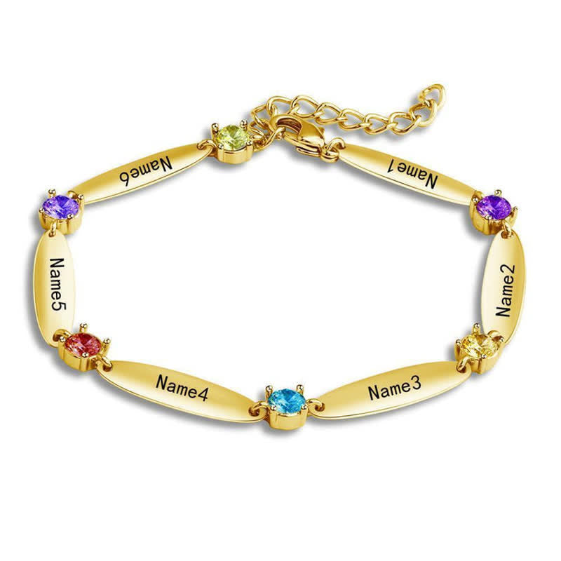 Olivenorma Family Names and Birthstones Bracelet - Gold - 5 Birthstone - image 9