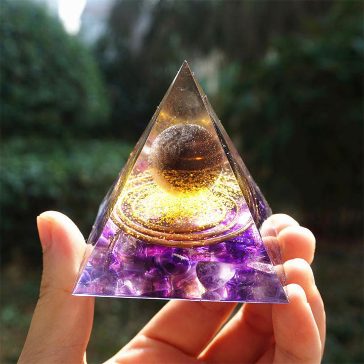 Olivenorma Smoky Quartz Ball with Amethyst Orgone Pyramid - 10cm - YES PLEASE $8 - image 0