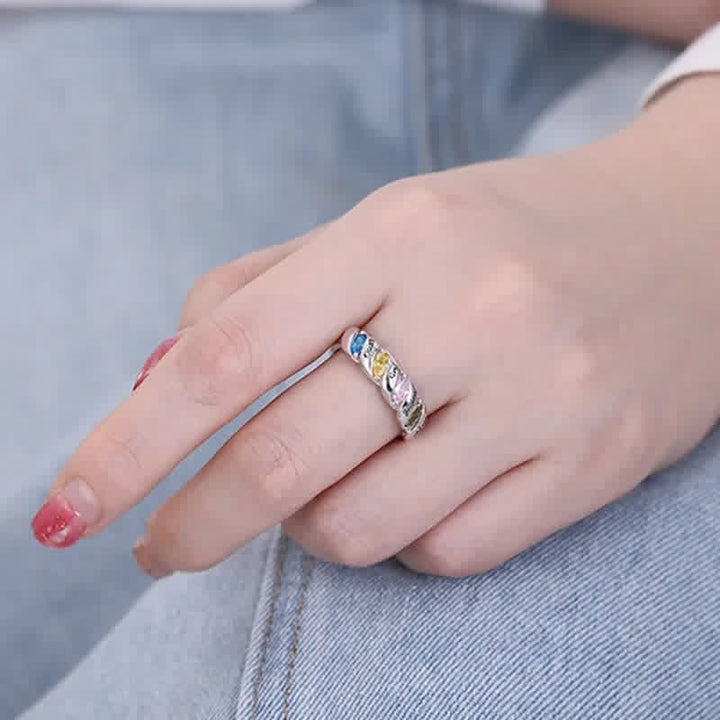 Olivenorma Memory Personalized and Engraved Birthstones Ring - image 2