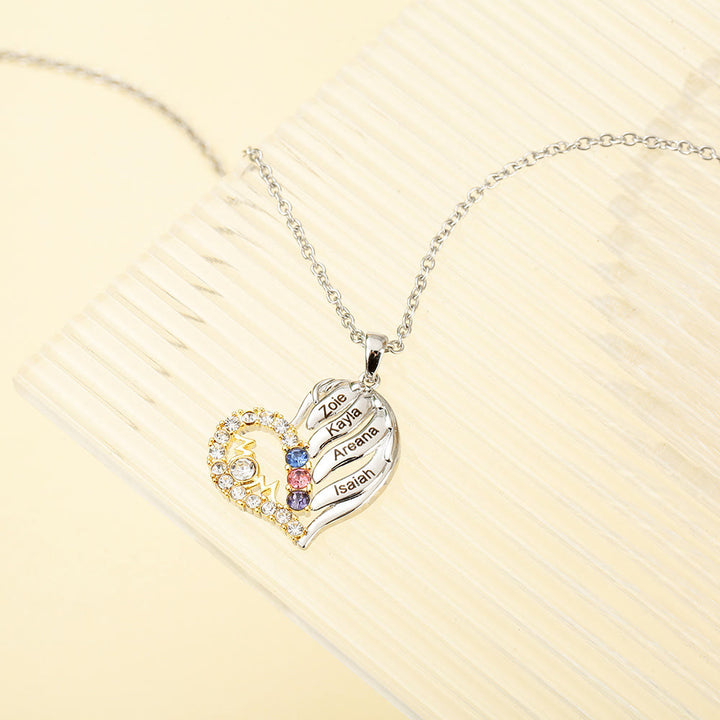 Olivenorma Mothers Birthstones Half Diamond Heart Necklace - image 6