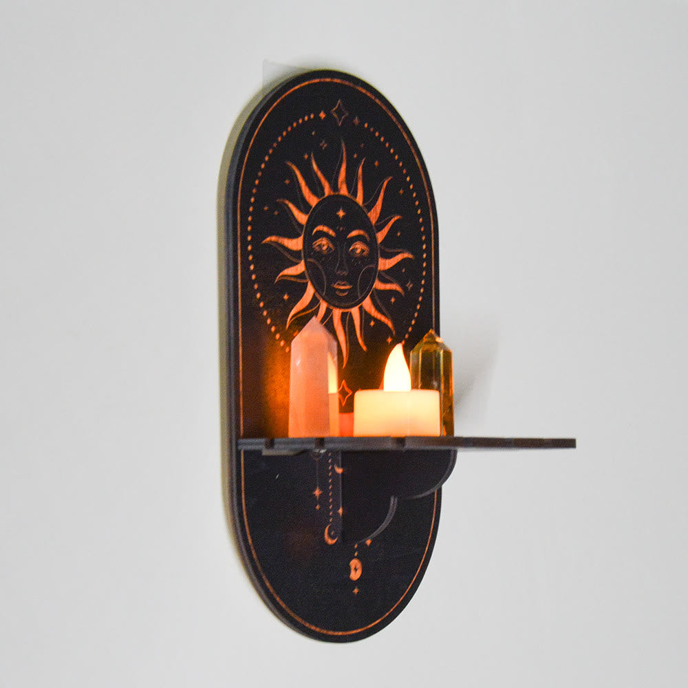 Olivenorma Moon And Stars Candle Holder Wall Mounted Crystal Shelf - image 1