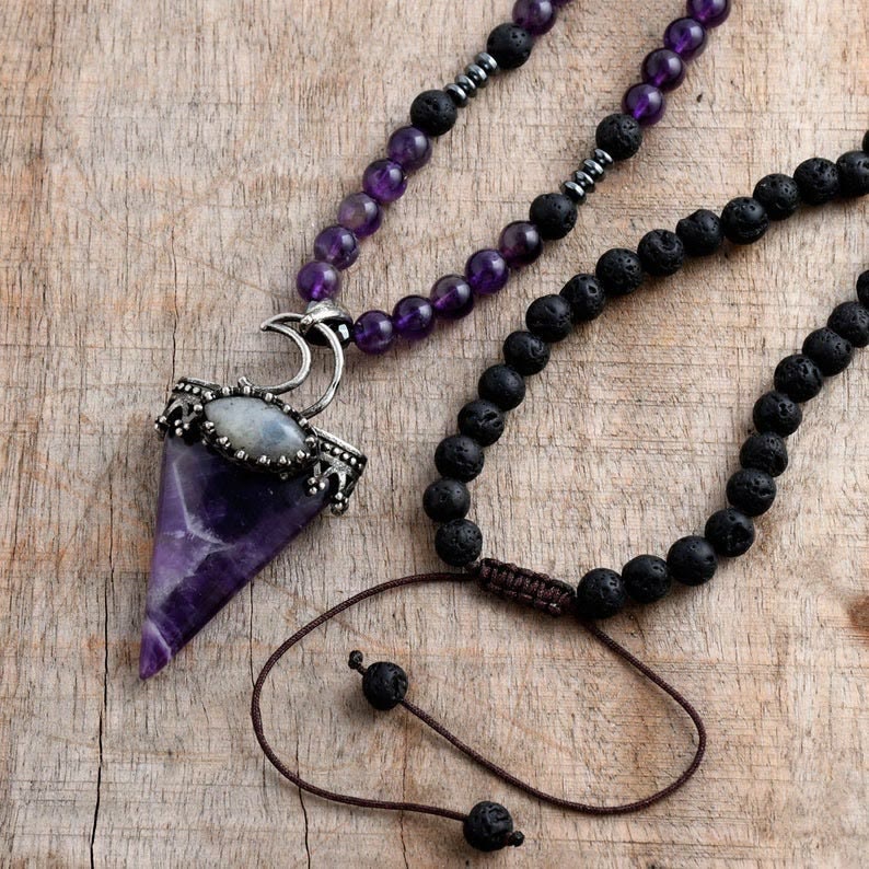 Olivenorma Natural Crystal Triangle Shape Pendant Necklace - image 2