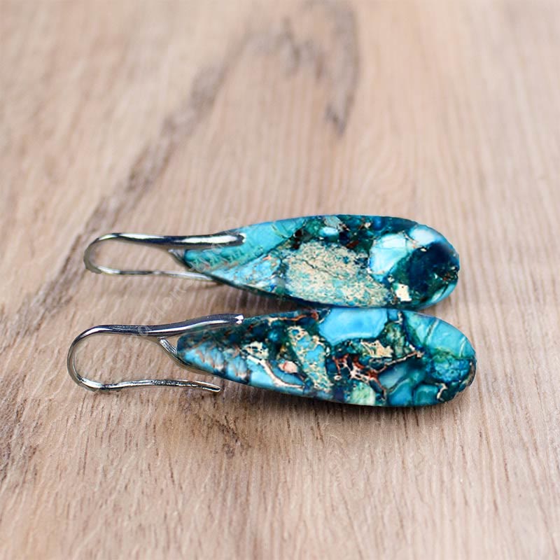 Olivenorma Drop Shape Emperor Stone Earrings - image 7