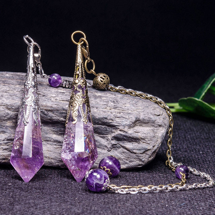 Natural Amethyst Retro Healing Pendulum - image 0