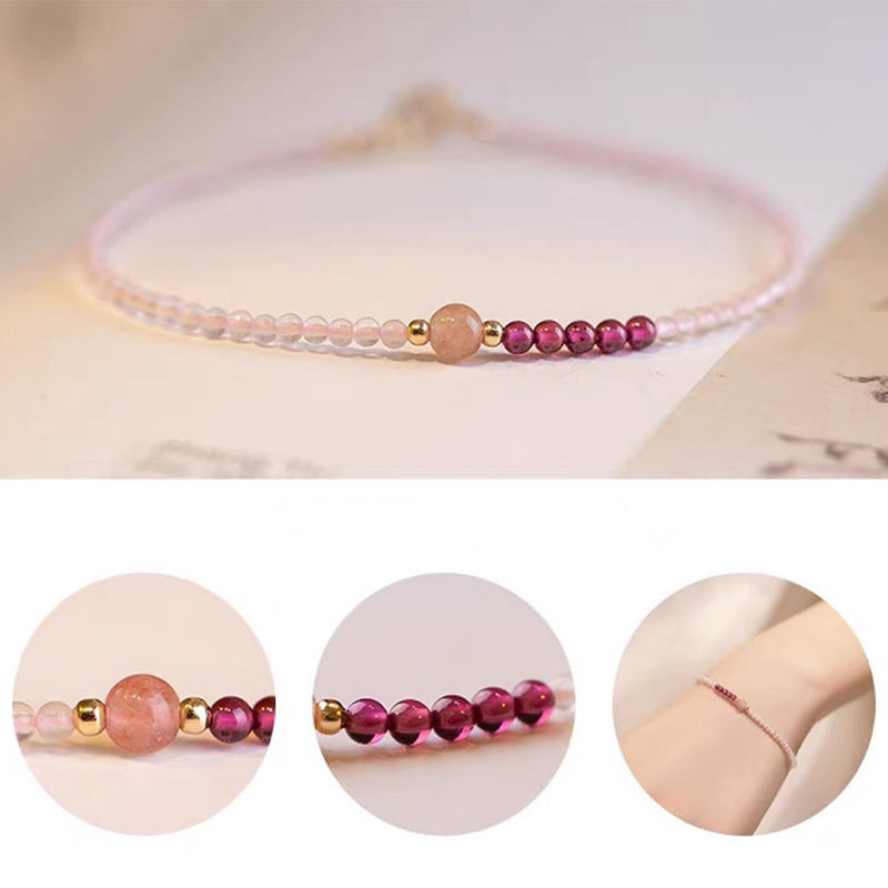 Pink Crystal With Strawberry Quartz Healing Gemstone Bracelet - image 3