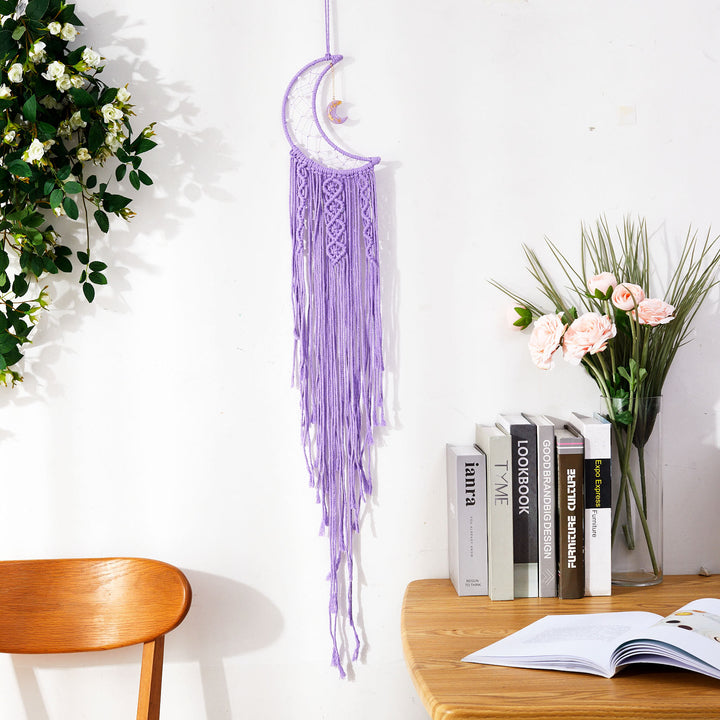 Olivenorma Star Moon Macrame Tassel Dream Catcher - Charoite - Moon - Without Lights - image 29