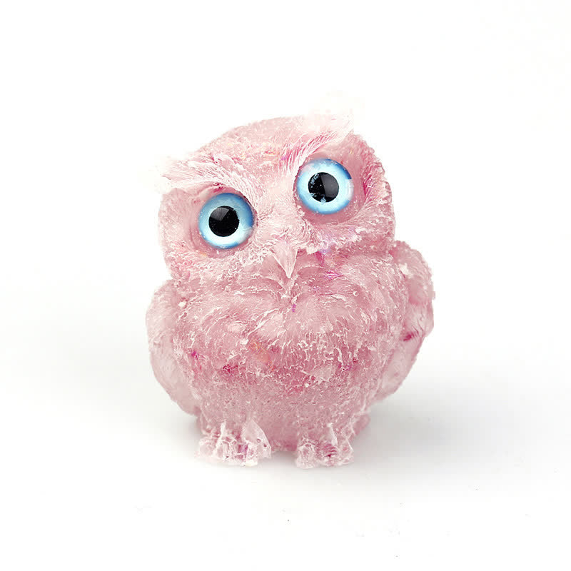 Olivenorma Natural Crystal Owl Gemstone Decoration - Rose Quartz+Sequins - 2.28''(L) * 1.89''(W) * 1.53''(H) - image 16