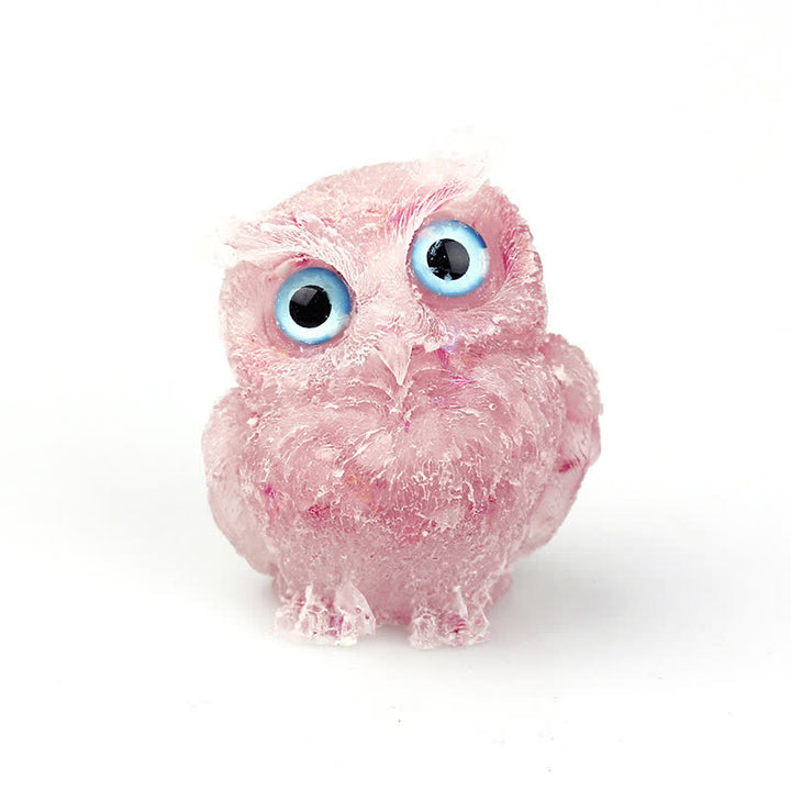 Olivenorma Natural Crystal Owl Gemstone Decoration - Rose Quartz+Sequins - 2.28''(L) * 1.89''(W) * 1.53''(H) - image 16