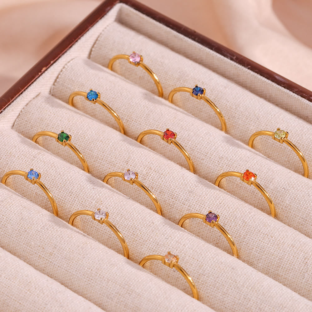 Olivenorma Simple Birthstone Stainless Steel Plated 18k Ring - image 43