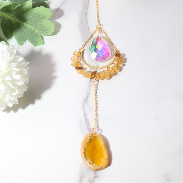 Olivenorma Crystal Suncatchers Moon Boho Decor Wind Chime - Citrine&Yellow Aventurine - image 9