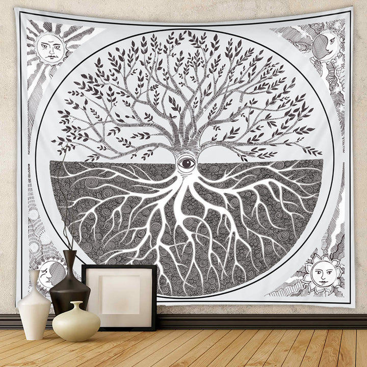 Olivenorma Tree of Life Wall Hanging Mandala Colorful Tapestry - 180*230cm - Flannel - Tree of Life & White Eyes - image 5