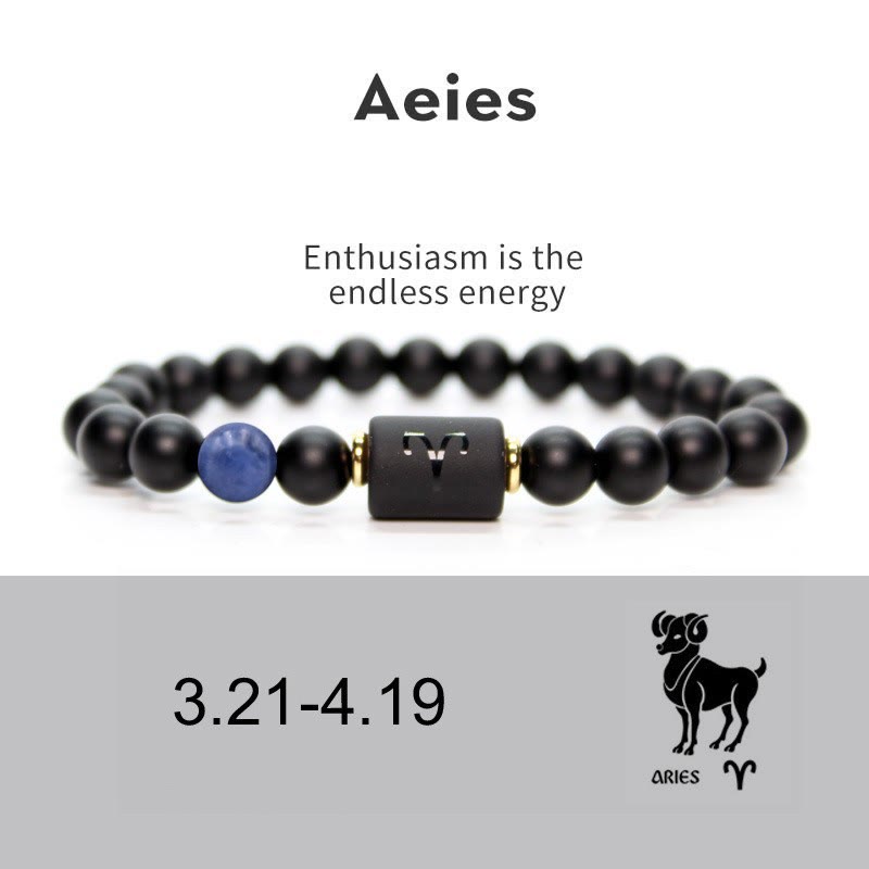 Olivenorma Natural Black Onyx Zodiac Men Bracelet - Aries#Lapis Lazuli&Black Onyx - image 5