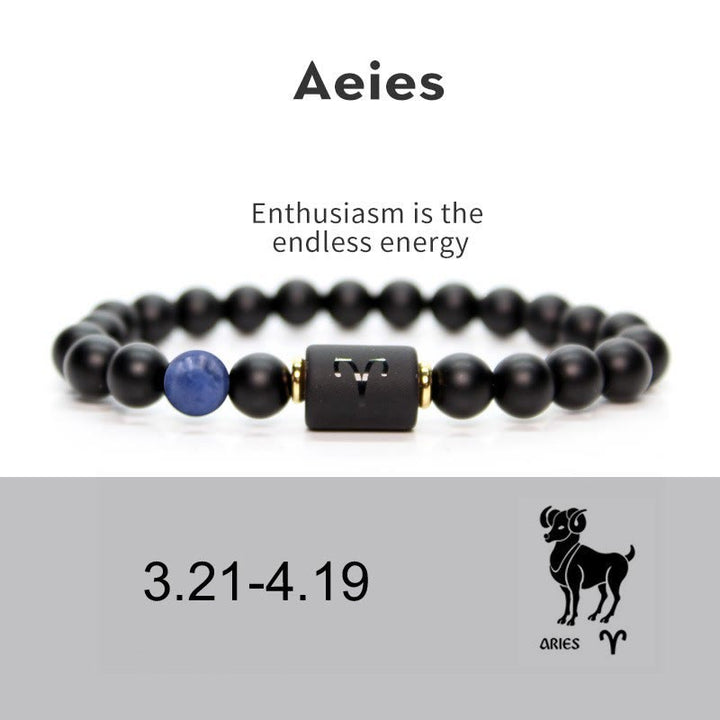 Olivenorma Natural Black Onyx Zodiac Men Bracelet - Aries#Lapis Lazuli&Black Onyx - image 5